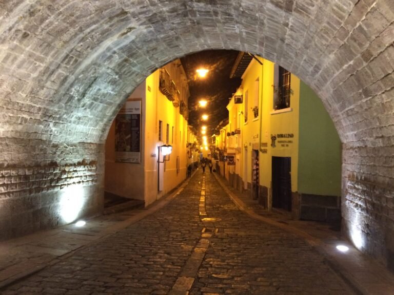 Calle La Ronda at night in Quito's historic center